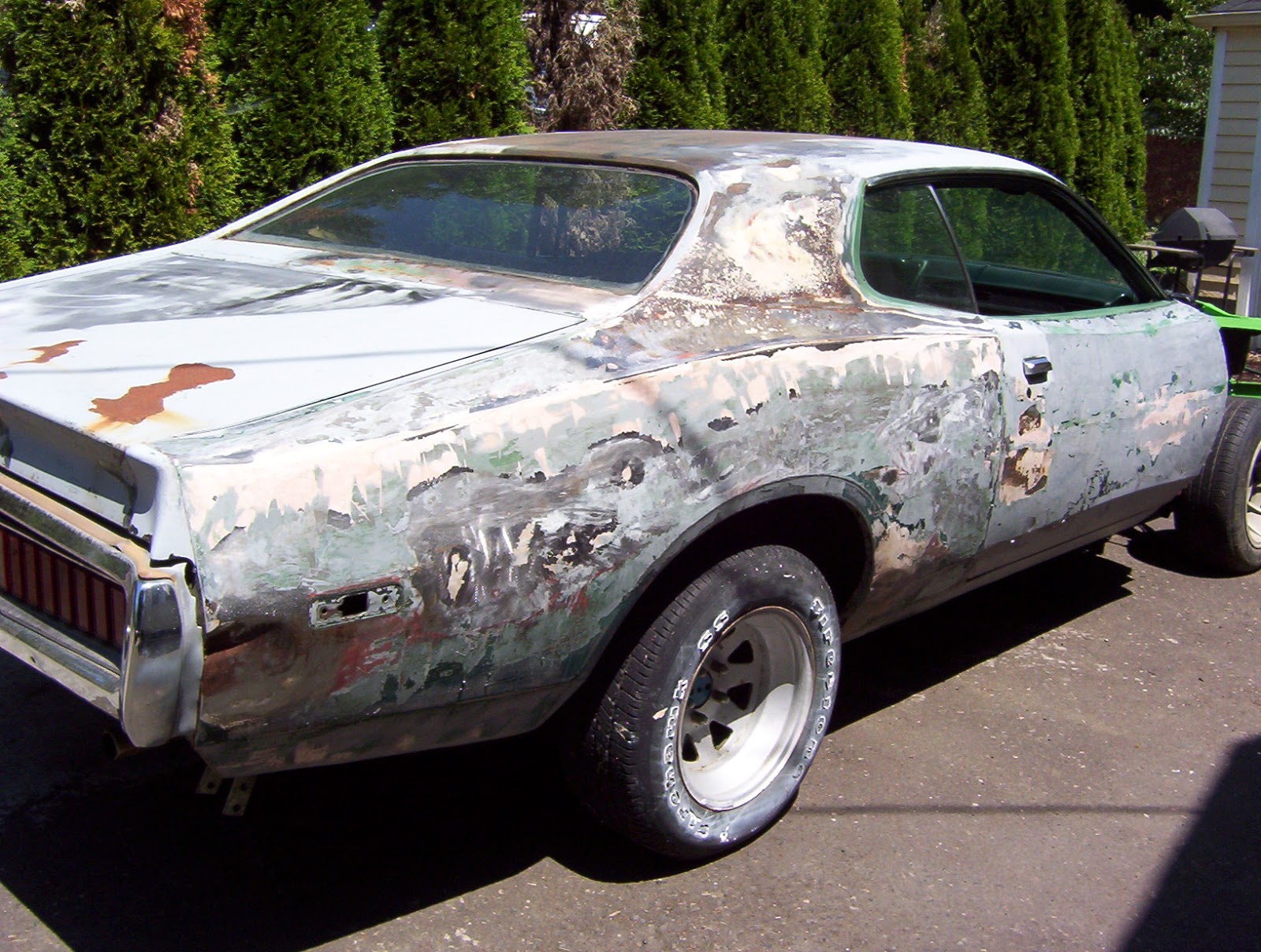 1974 Dodge Charger Stripping Car of Old Paint and Bondo