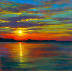 sunset pastel paintings kirkman rita daily oil sunrise painting beach water acrylic artwork colors sky realistic demo 8x8 inches sold