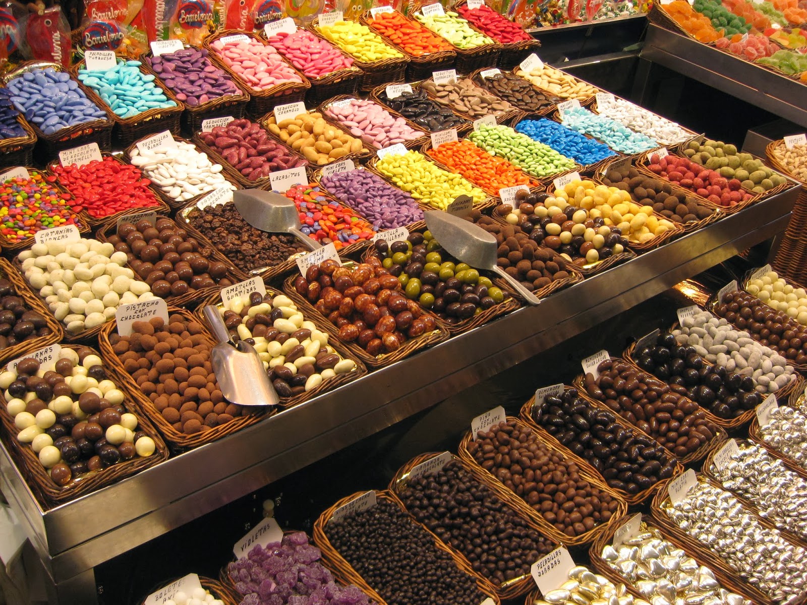 Barcelona - chocolate and candy stall at La Boqueria market
