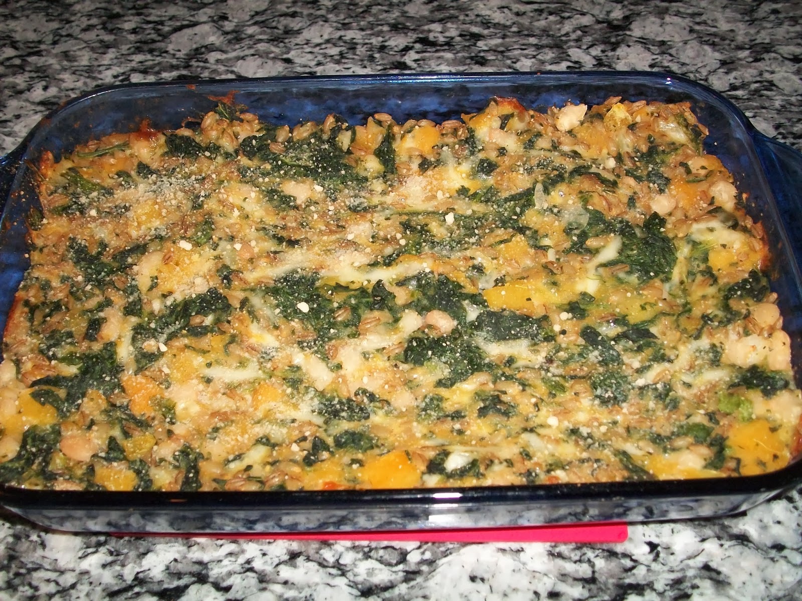 Barley, Butternut Squash, and Spinach Casserole