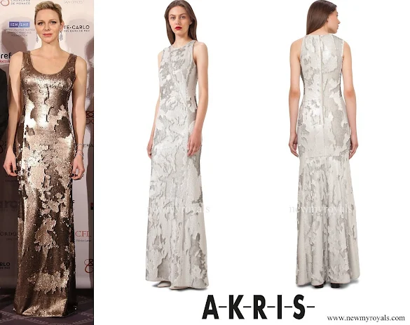 Princess Charlene wore AKRIS Sequined Gown