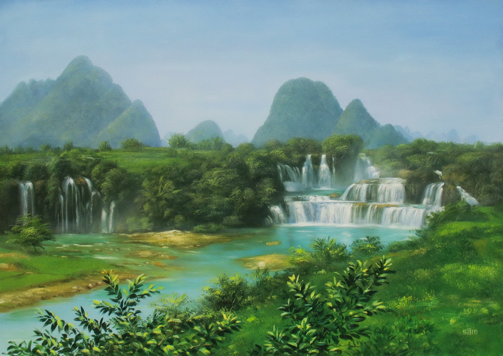 Vẽ Tranh Phong Cảnh Đẹp Nhất Quê hương tre làng núi biển
