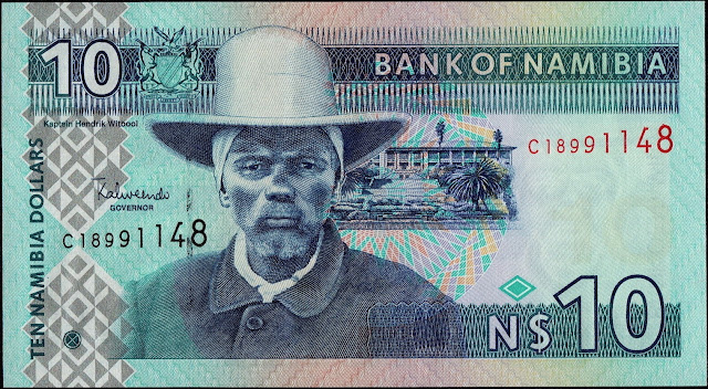 Namibia Currency 10 Namibian Dollars banknote 2001 Kaptein Hendrik Witbooi