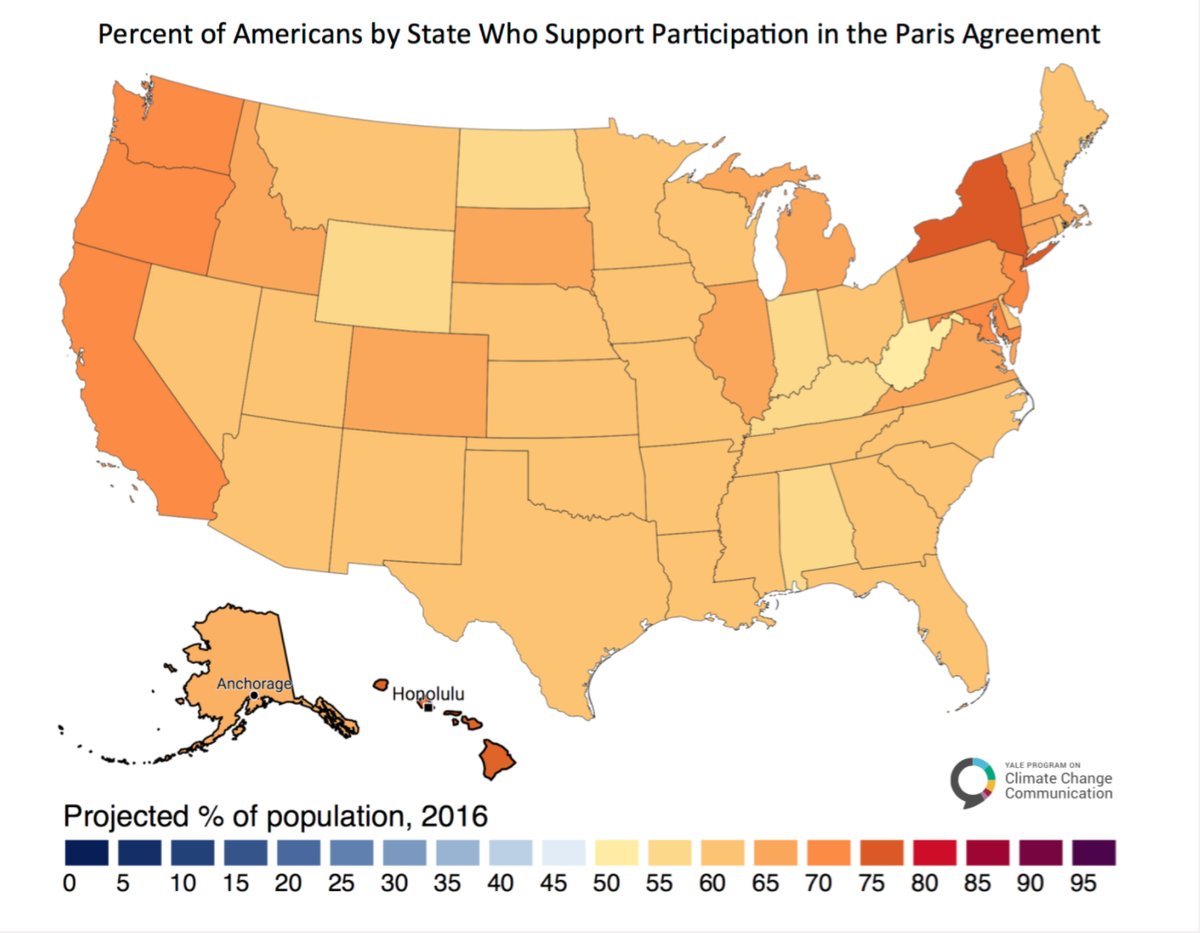 Percent of Americans by State who Support Participation in the Paris Agreement