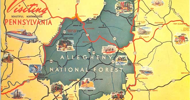 Postcard Gems Map Allegheny - Map AlleghenyForest