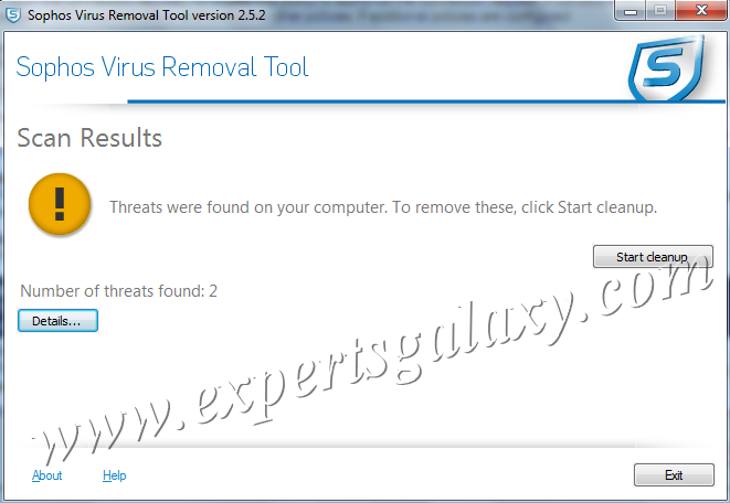 Sophos Removal Tool Detects Threat