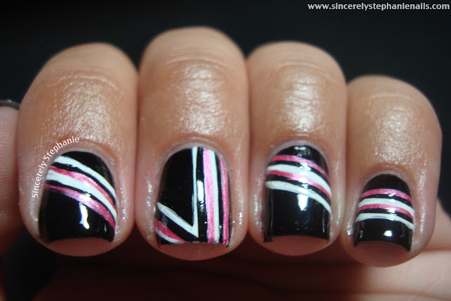 stripe nail art