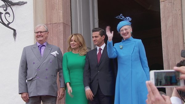 Queen Margrethe of Denmark and her husband Prince Consort Henrik, Crown Prince Frederik, Crown Princess Mary, Prince Joachim, Princess Marie and Princess Benedict