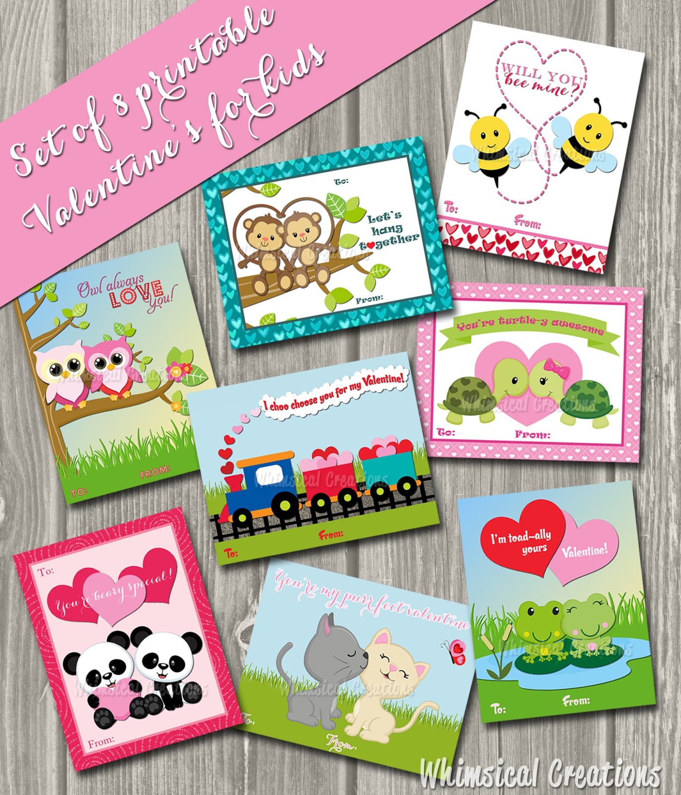 WhimsicalCreations.ca: Cute Printable Valentine Cards for Kids