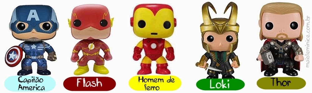funkos para decoração Funkos marvel - capitão amareica, Flash, Home de Ferro, Loki e Thor