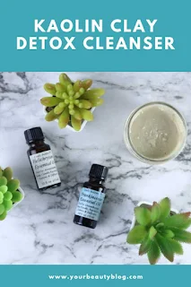 This homemade face cleanser uses kaolin clay and carrier oils to gently cleanse your face. It’s a gentle face cleanser that can remove makeup, dirt, and oil. This is an easy face cleanser diy recipe.  Use essential oils for face skincare.  Make homemade facial cleanser for sensitive skin.  How to make a natural face cleanser homemade. This diy face cleanser has frankincense and helichrysum to tone and tighten skin.  Diy face cleanser with kaolin clay. #diy #diybeauty #naturalbeauty