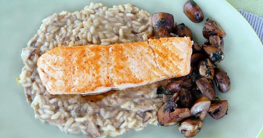Kulinarische Welten zu Fisch- und Meeresfrucht: Lachs Pilzrisotto mit ...