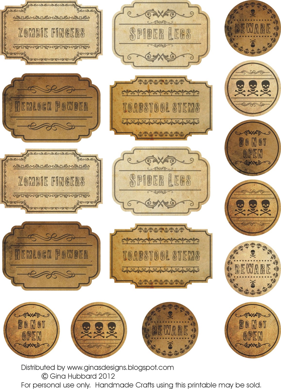 Ginas Designs Freebie Friday Spooky Labels
