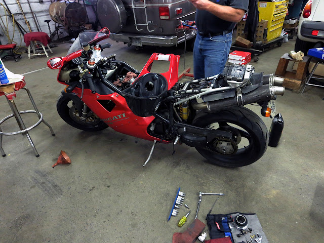 Ducati 916 in pieces