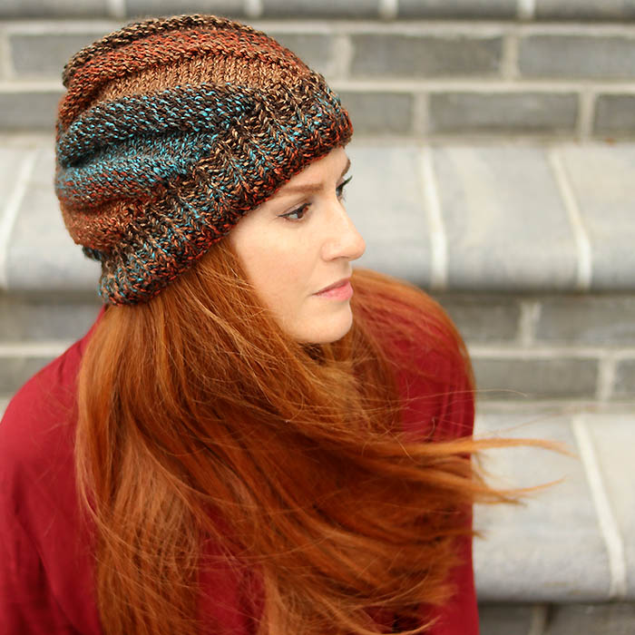 Flat Knit Swirl Hat Free Knitting Pattern - Gina Michele