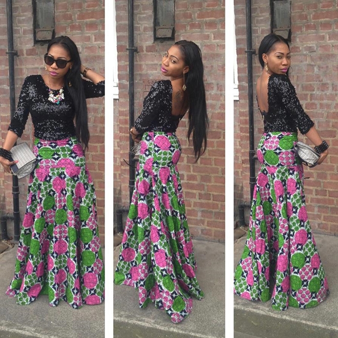 black top and ankara skirt