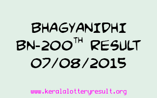 BHAGYANIDHI BN 200 Lottery Result 7-8-2015