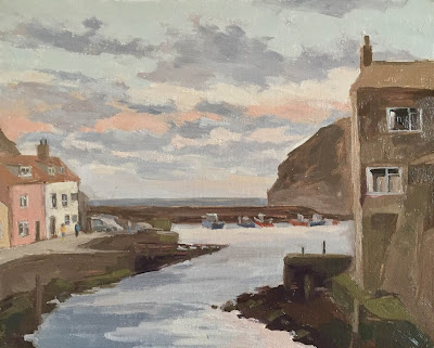 #136 Sunrise The Beck, Staithes 9.5×12″