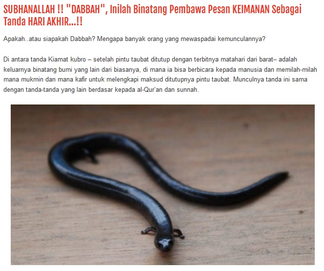 ANDA TAHU APA ITU "DABBAH"?? SUBHANALLAH JANGAN ANDA ABAIKAN BAGI
