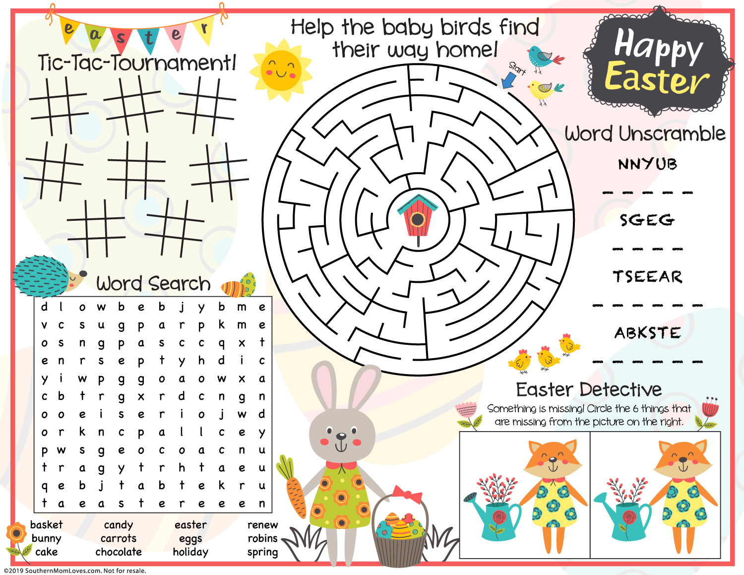 Southern Mom Loves Printable Easter Game Placemats For Your Kids Table 