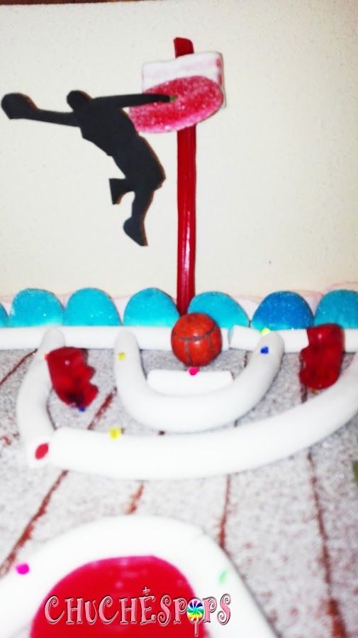  Decoración Tarta Chuches cumpleaños baloncesto 