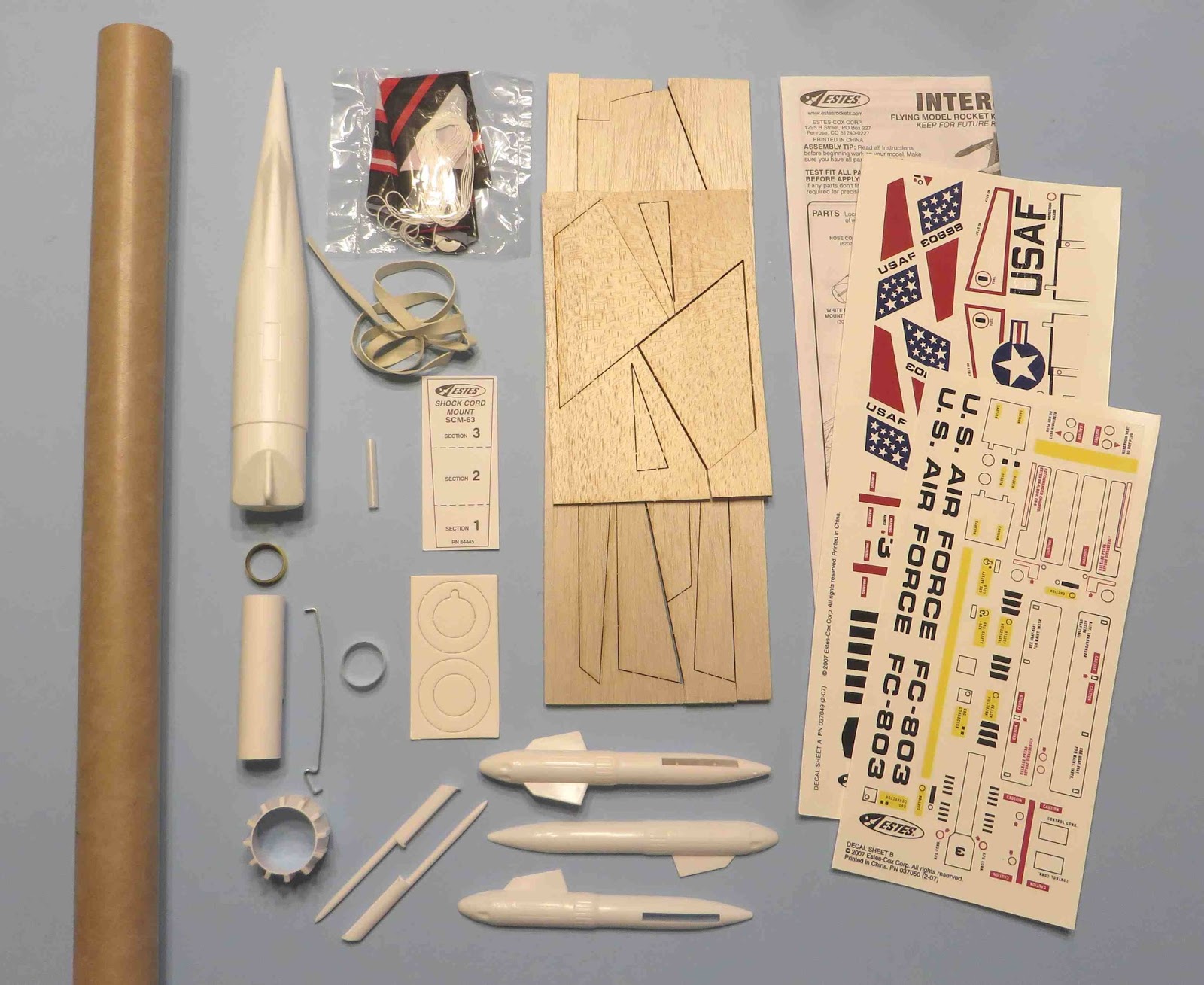 Model Rocket Building Estes Interceptor Build 1250, Part 1, Parts