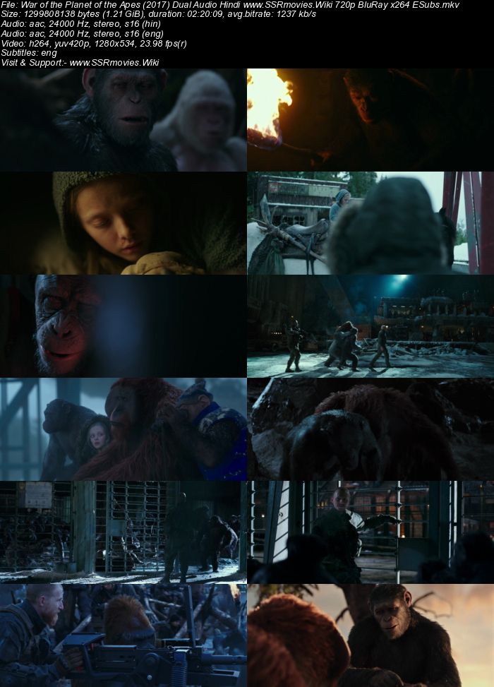 War of the Planet of the Apes (2017) Dual Audio 720p BluRay ESubs