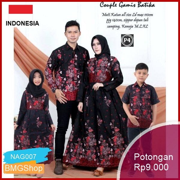 NAG007 Batik Couple Sania Ruffle Jowi Sakura Murah Bmgshop
