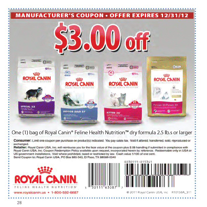 Coupon Cottage 3 00 OFF Royal Canin Dry Cat Food Coupon Expires 12 31 