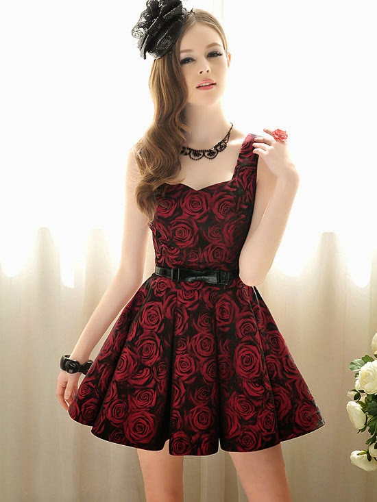 Glamorous Women's Roses Printed Sleeveless Party Dress | Her Fashion ...