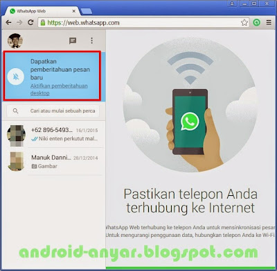 Aktifkan pemberitahuan WhatsApp Web di browser