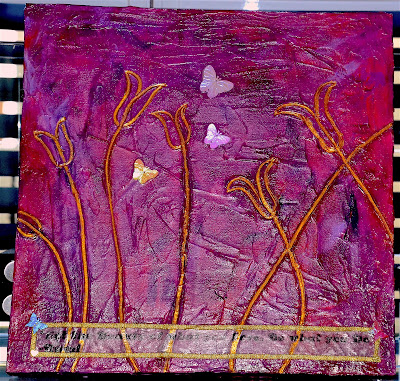 Tulip Butterflies Mixed Media on Wooden Canvas @The Art of Creativity Studio Mixed Media on Wooden Canvas @The Art of Creativity Studio