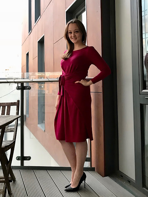 Diary of a Chain Stitcher: Named Kielo Wrap Dress in Fuchsia Merino Jersey from The Fabric Store