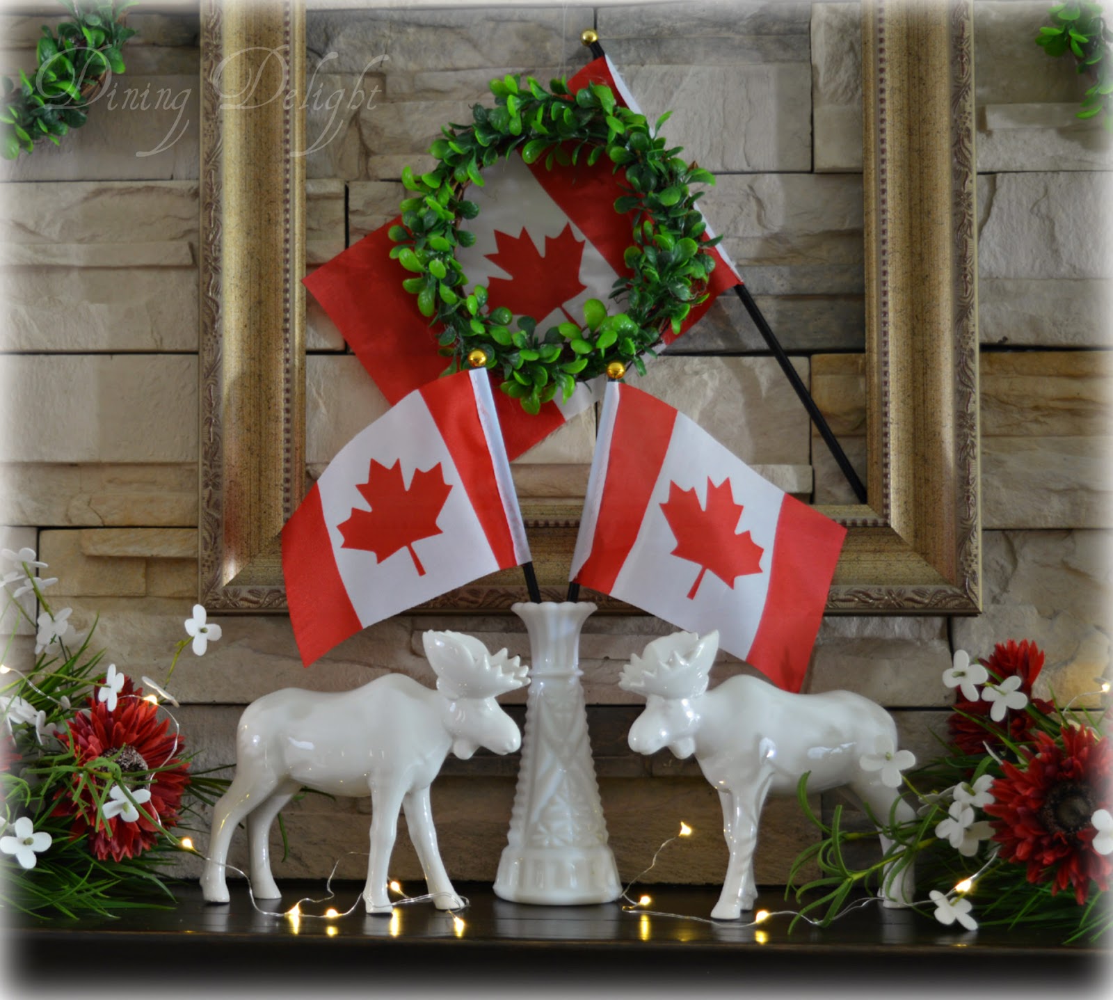Dining Delight Canada Day Mantel Decor