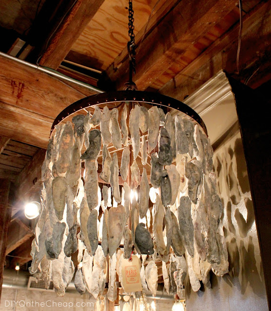 Gorgeous oyster shell chandelier {spotted in The Paris Shop in Savannah}