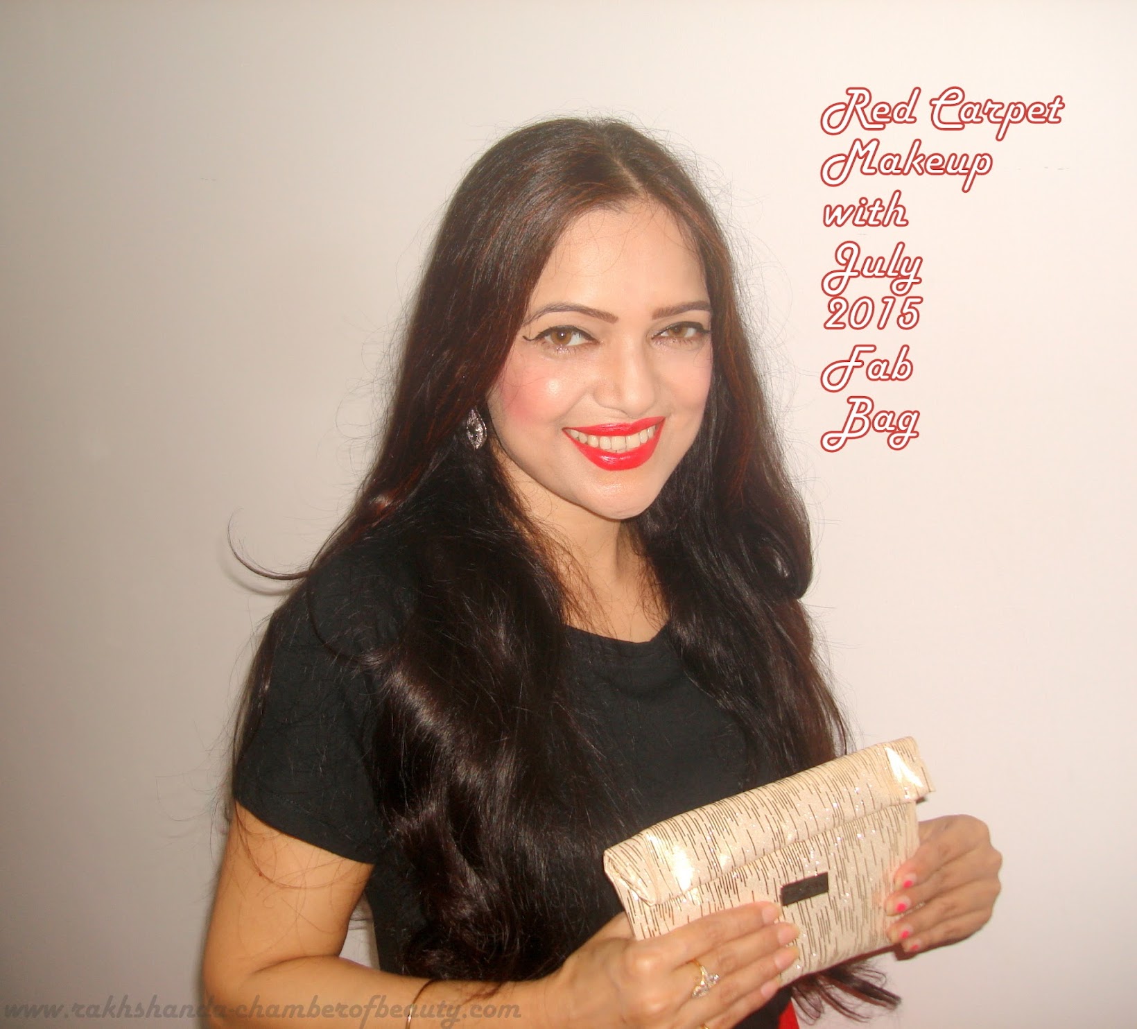 Red carpet makeup with July 2015 Fab Bag, classic makeup, classic winged eyeliner, date night makeup, Fab Bag, indian beauty blog, july fab bag red carpet, makeup, makeup for red lips, how to do a red carpet makeup, red lips, vintage makeup