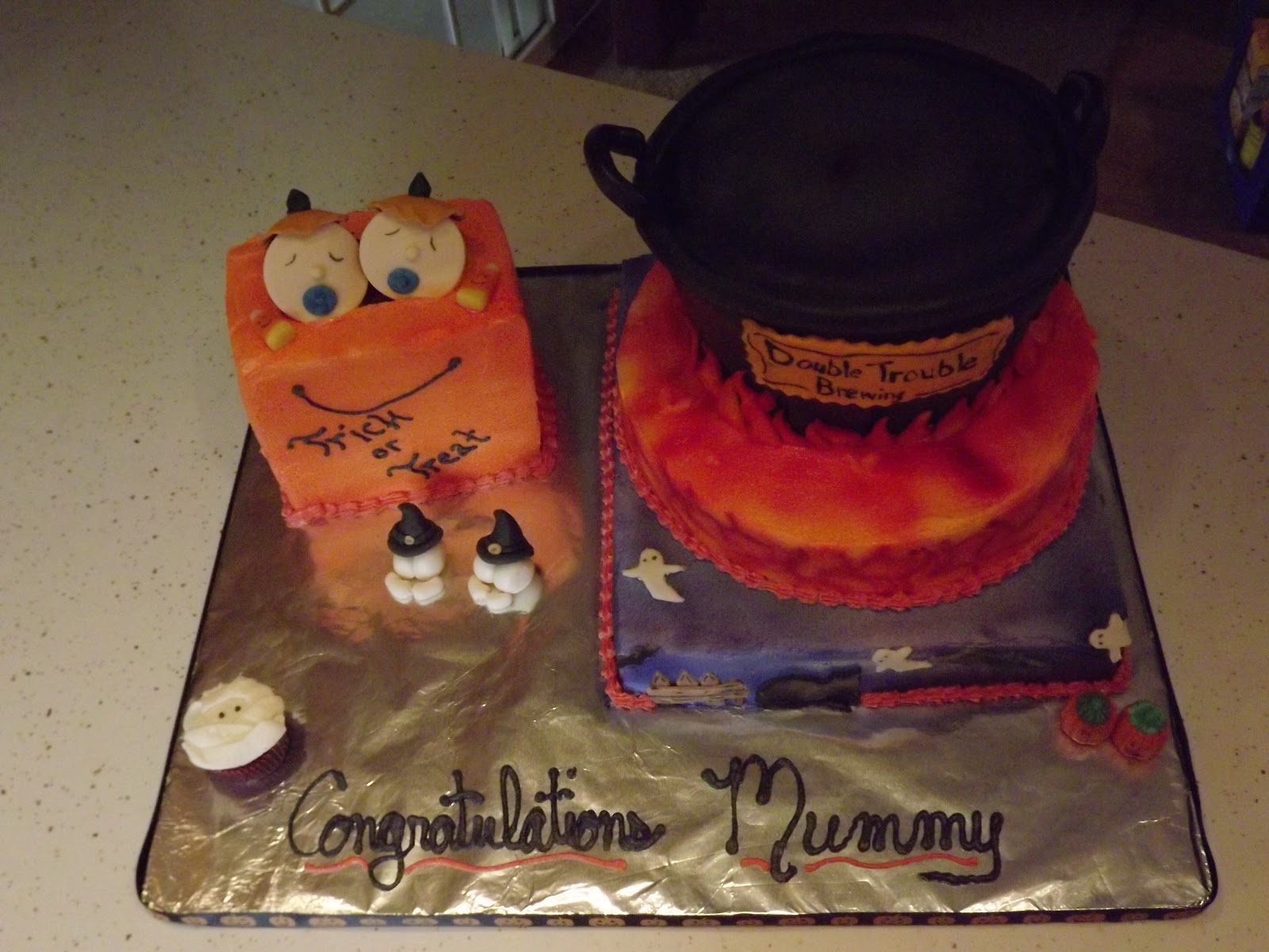The Crafty Couple Halloween Baby Shower Cake for Twins