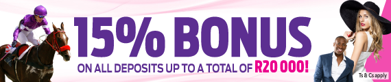 15% Bonus on all Deposits up to R20,000! 15% Bonus on all deposits during the Summer Cup promotion period - 23rd November to 3rd December 2016