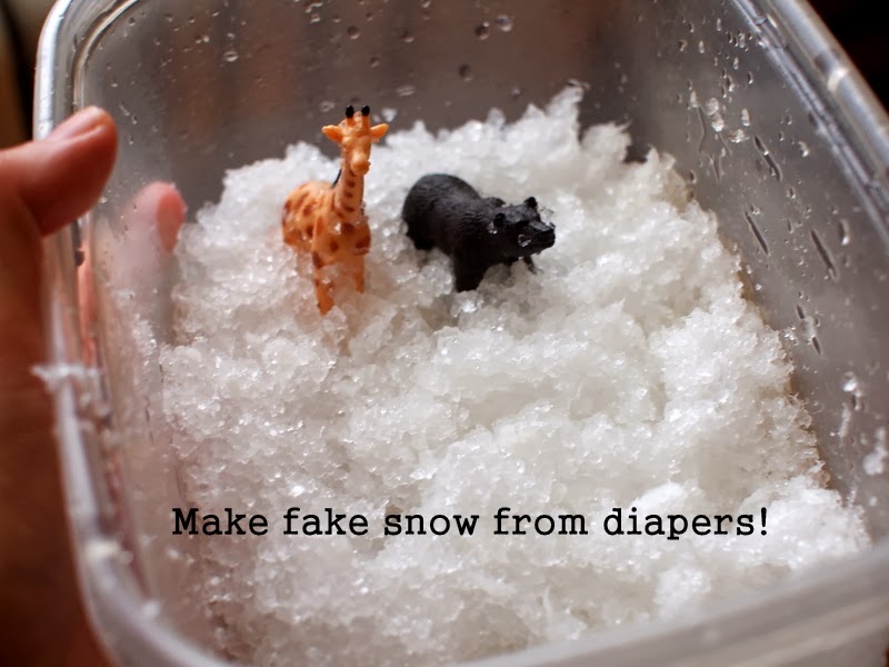 Make fake snow from diapers