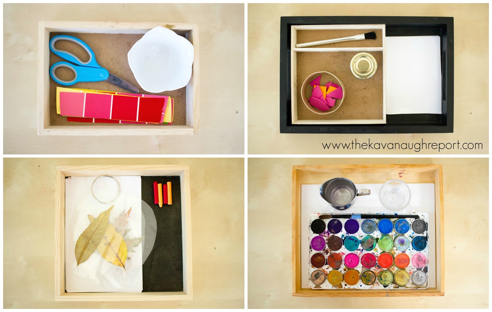 4 Montessori Art Trays at 2yearsold