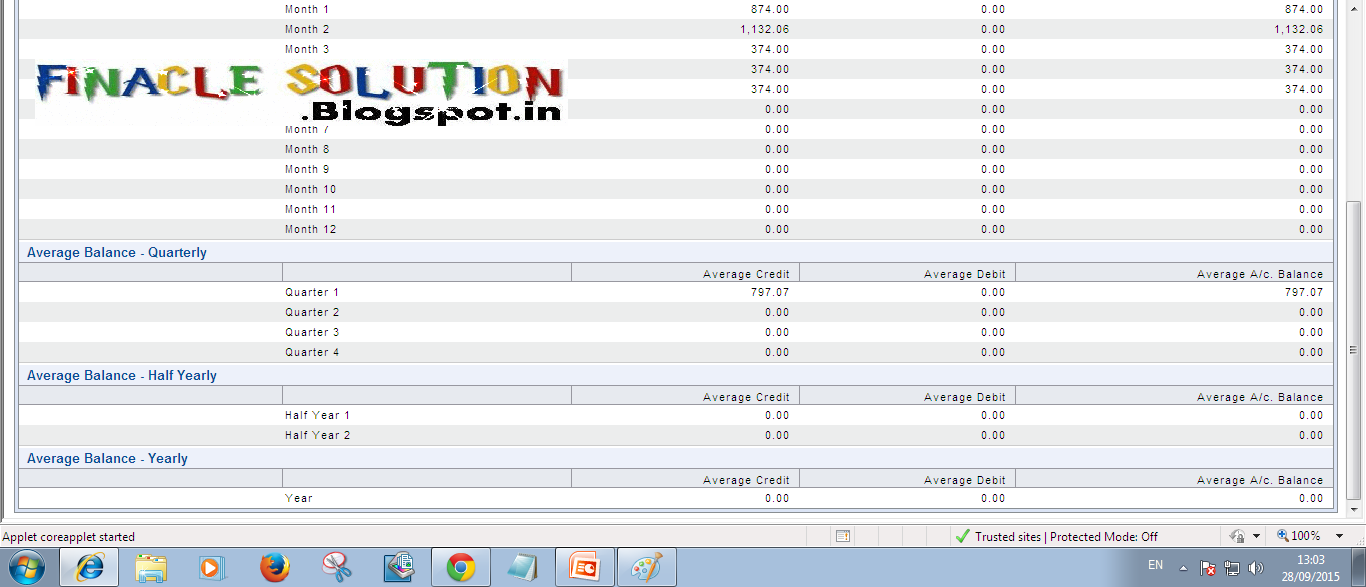 Average Balance Inquiry in DOP Finacle