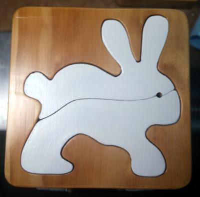 Handmade Wooden Toy White Rabbit/Bunny Tray Puzzle For Toddlers