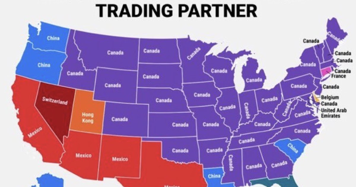 Each State's Biggest Export Trading Partner