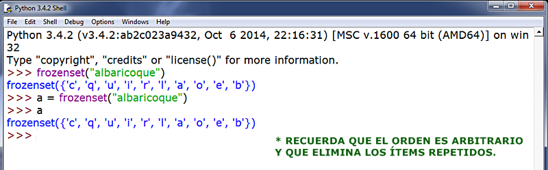 APRENDER A PROGRAMAR CON PYTHON: CONJUNTOS (SET Y FROZENSET)