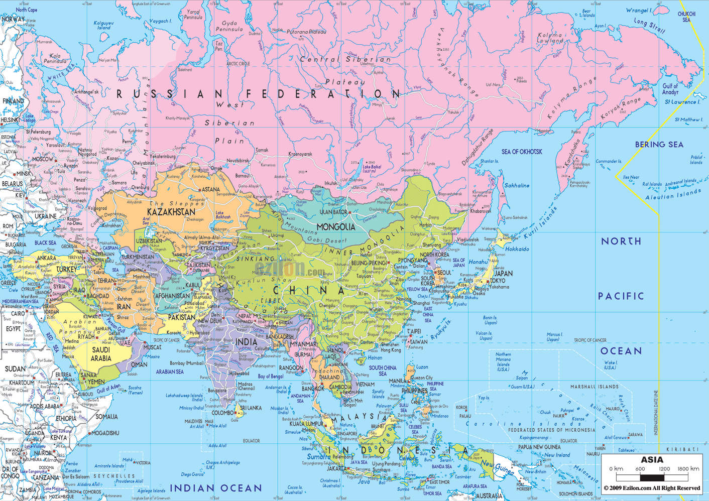 Ásia | Mapas Geográficos da Ásia - Enciclopédia Global™