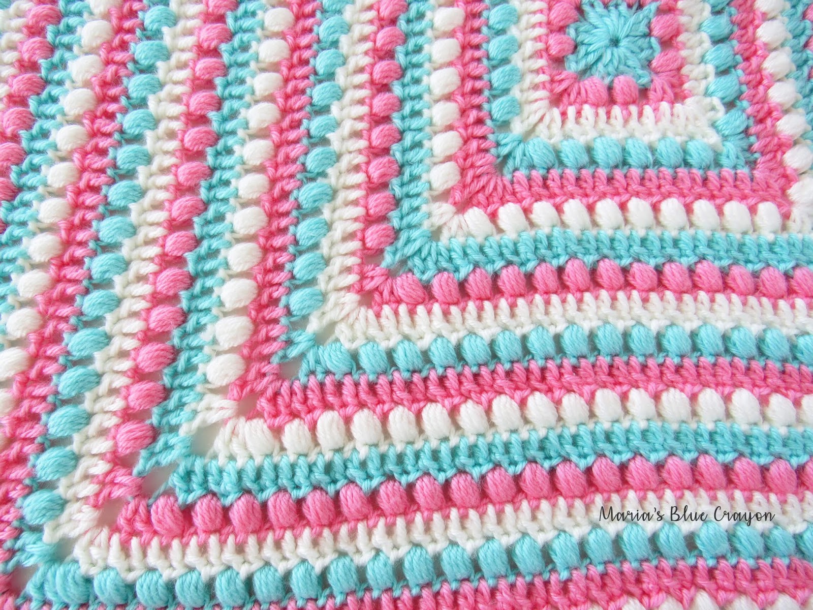 Bobbles And Stripes Granny Square Blanket Free Easy Crochet Pattern 
