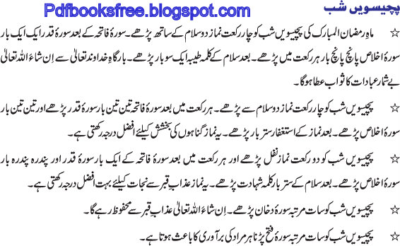 Shab-e-Qadar Dua and Actions for 25th Night of Ramadan in Urdu - Free