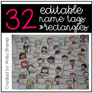 This pack includes 32 different editable name tags for your classroom. Perfect for labelling desks, cubbies, book baskets, binders, coat hooks, boxes, and anything else you'd like! The labels' rectangular shape makes cutting simple and quick. Sixteen boy and sixteen girl options are included! #classroomsetup #backtoschool #nametags #classroom #labels