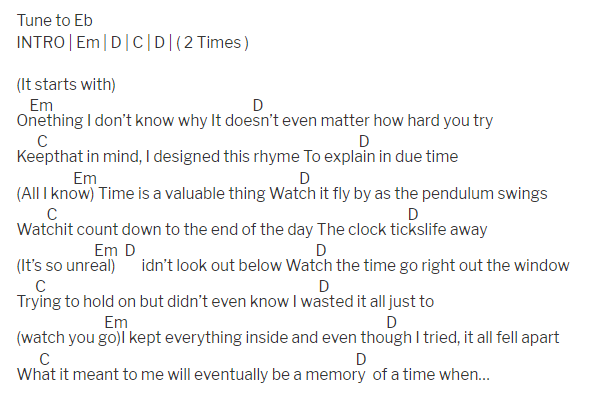 คอร์ดเพลง In The End - Linkin Park คอร์ดเพลง In The End - Linkin Park
