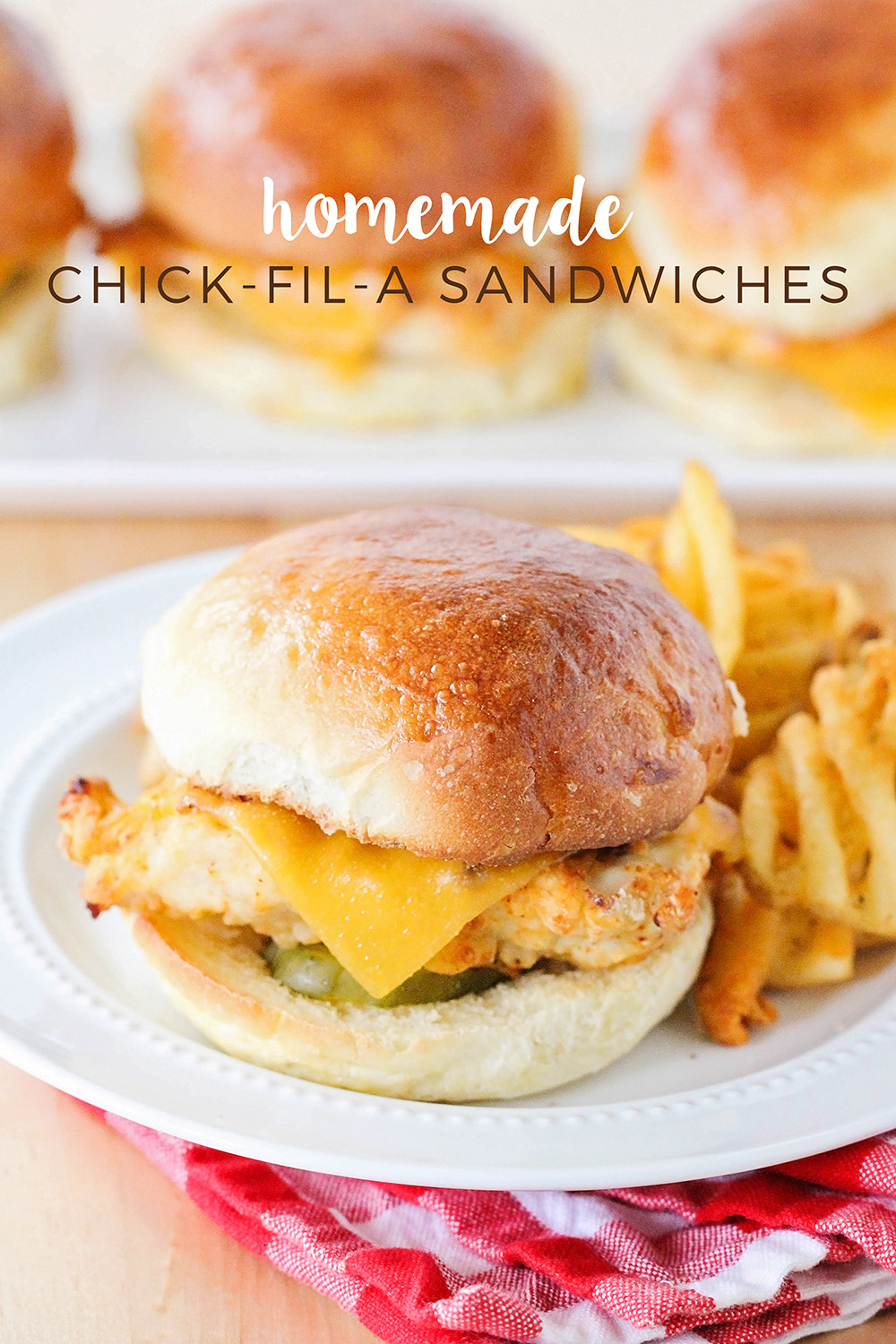 These homemade Chick Fil A sandwiches are so savory and delicious! They're baked, not fried, but just as tasty as the original!